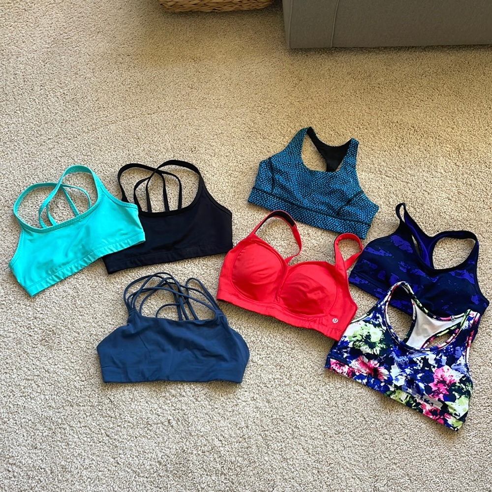 Lot of 7 Sports Bras. Patagonia, Athleta, GapFit, Lululemon.
